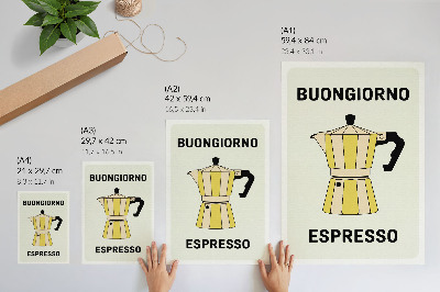 Póster con colores saturados Cafetería con fondo claro y atractiva inscripción