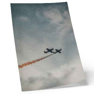 Póster con colores saturados Técnica minimalista de dos aviones en el cielo