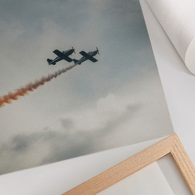 Póster con colores saturados Técnica minimalista de dos aviones en el cielo