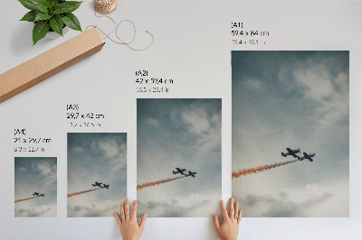 Póster con colores saturados Técnica minimalista de dos aviones en el cielo