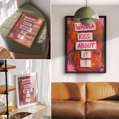 Lienzo decorativo moderno Fondo colorido con letras rosas
