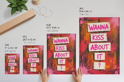 Lienzo decorativo moderno Fondo colorido con letras rosas