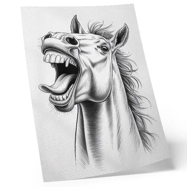 Lámina artística de caballo en blanco y negro ilustración con diseño de alta calidad lleno de energía