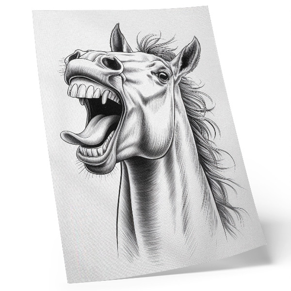 Lámina artística de alta calidad Una ilustración en blanco y negro de un caballo lleno de energía.