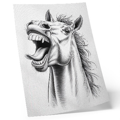 Lámina artística de alta calidad Una ilustración en blanco y negro de un caballo lleno de energía.