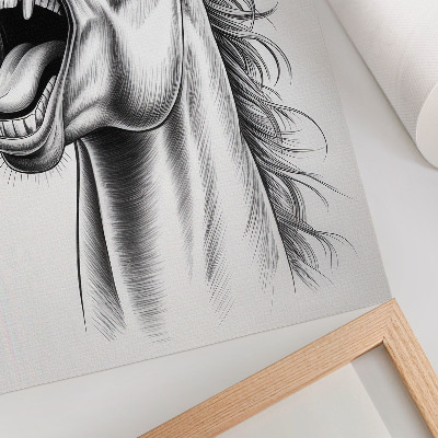 Lámina artística de alta calidad Una ilustración en blanco y negro de un caballo lleno de energía.