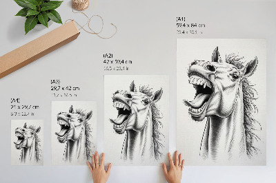 Lámina artística de alta calidad Una ilustración en blanco y negro de un caballo lleno de energía.