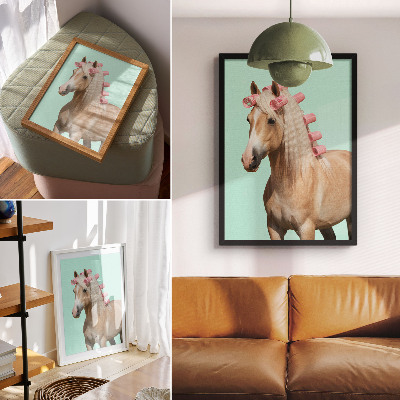 Lienzo decorativo moderno Caballo de pelaje claro menta pastel rodillos