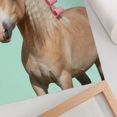 Lienzo decorativo moderno Caballo de pelaje claro menta pastel rodillos