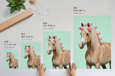 Lienzo decorativo moderno Caballo de pelaje claro menta pastel rodillos