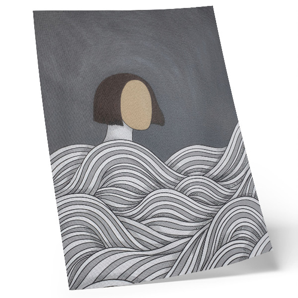 Póster Figura en ondas forma abstracta gris