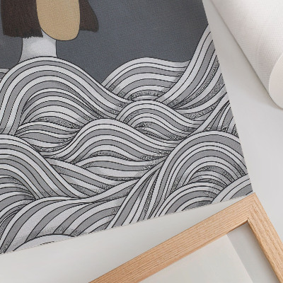 Póster Figura en ondas forma abstracta gris