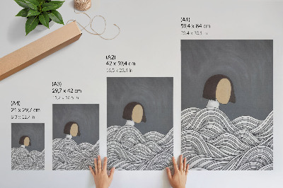 Póster Figura en ondas forma abstracta gris