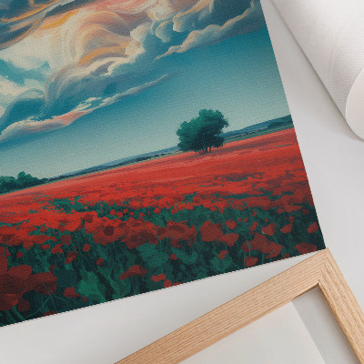 Lienzo decorativo moderno Un colorido prado de amapolas bajo un cielo resplandeciente