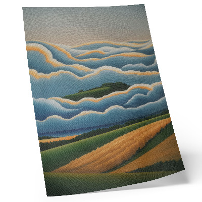 Póster Olas, colinas verdes, cielo pastel