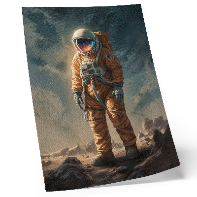 Lámina artística de alta calidad Astronauta en el cielo nocturno de un planeta alienígena