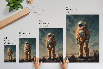 Lámina artística de alta calidad Astronauta en el cielo nocturno de un planeta alienígena