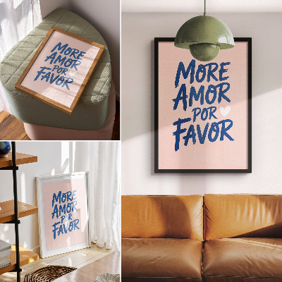 Lienzo decorativo moderno Letras de corazón expresivas sobre un fondo pastel