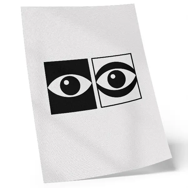 Lámina artística de alta calidad ojos en blanco y negro con simetría moderna y contraste