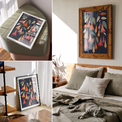 Póster Estilo gráfico de flores y hojas coloridas