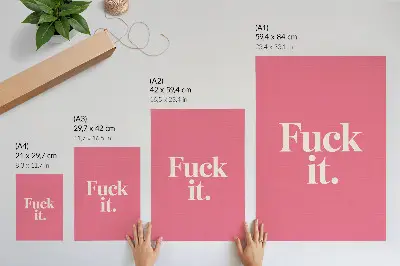 Póster de estilo moderno con fondo rosa y letras blancas de colores saturados
