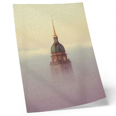Lienzo decorativo moderno torre en la niebla con colores delicados y composición apacible