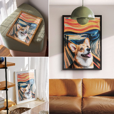 Lienzo decorativo moderno Colores dinámicos, contrastes llamativos, perro adorable
