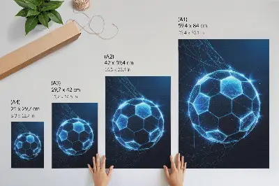 Póster de líneas geométricas y luces de bola digital con colores saturados