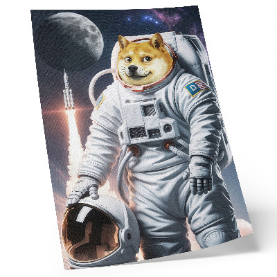 Póster Perro con traje espacial, cohete espacial, traje lunar