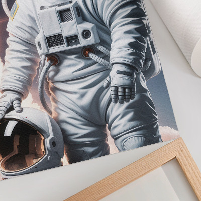 Póster Perro con traje espacial, cohete espacial, traje lunar