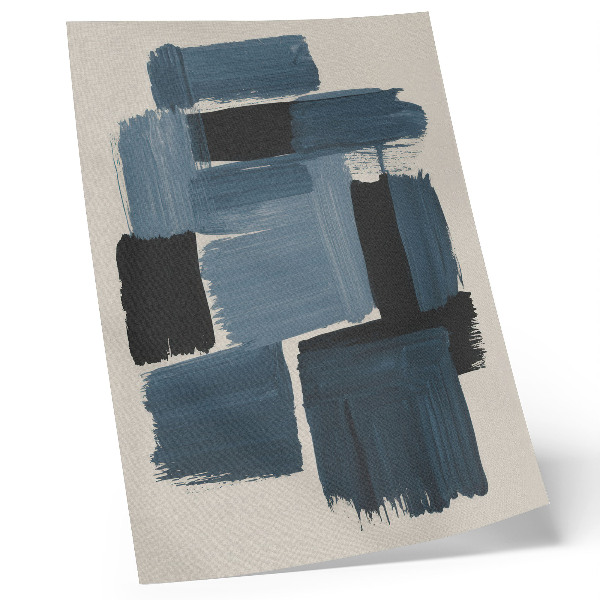 Póster con colores saturados Las pinceladas azules contrastan con lo moderno.