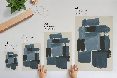 Póster con pinceladas azules diseño moderno de colores saturados