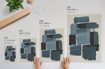 Póster con colores saturados Las pinceladas azules contrastan con lo moderno.