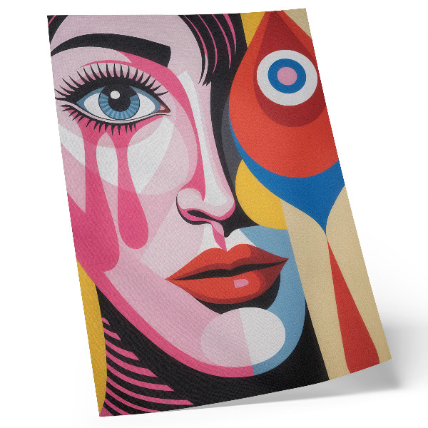 Lienzo decorativo moderno formas abstractas coloridas cara de ojo