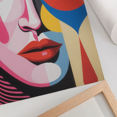 Lienzo decorativo moderno formas abstractas coloridas cara de ojo
