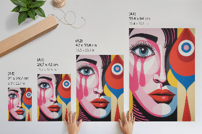 Lienzo decorativo moderno formas abstractas coloridas cara de ojo