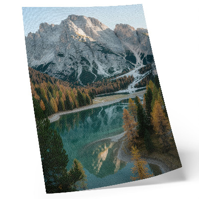 Póster Montañas, bosque, lago, reflejos, árboles coloridos