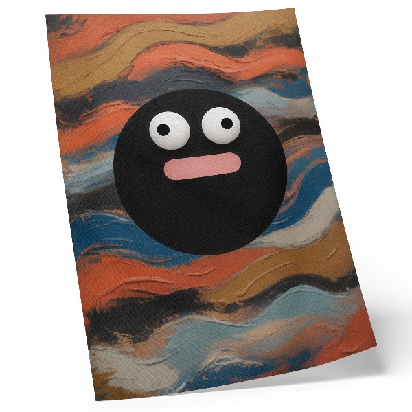 Póster con colores saturados Una figura negra sobre un fondo colorido en un estilo dinámico.