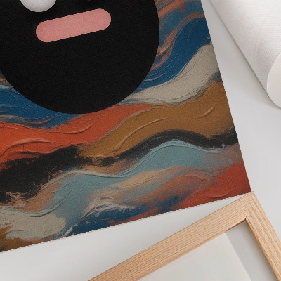 Póster con colores saturados Una figura negra sobre un fondo colorido en un estilo dinámico.