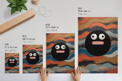 Póster con colores saturados Una figura negra sobre un fondo colorido en un estilo dinámico.