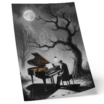 Póster con colores saturados Colores apagados fantasmas piano luna