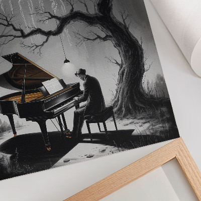 Póster con colores saturados Colores apagados fantasmas piano luna
