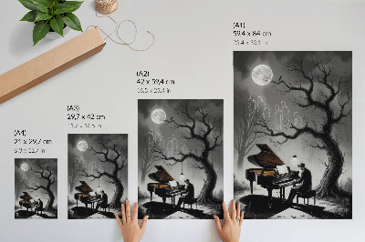 Póster con colores saturados Colores apagados fantasmas piano luna