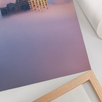 Póster Arquitectura moderna rodeada de niebla