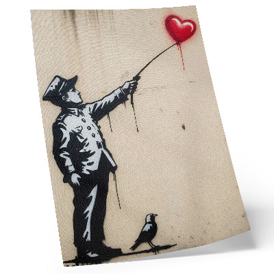 Lienzo decorativo moderno Figura en blanco y negro con un corazón rojo