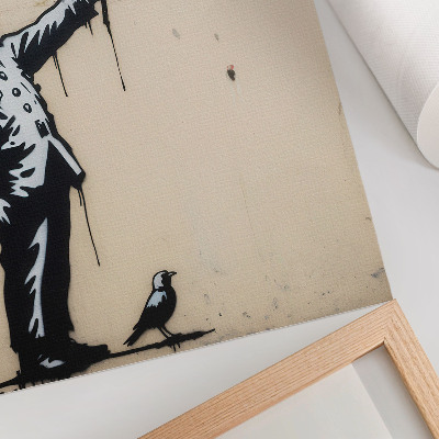 Lienzo decorativo moderno Figura en blanco y negro con un corazón rojo
