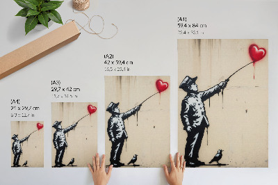 Lienzo decorativo moderno Figura en blanco y negro con un corazón rojo