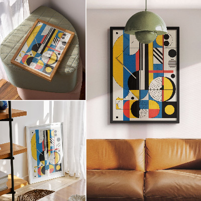 Póster con colores saturados Patrones geométricos en colores contrastantes