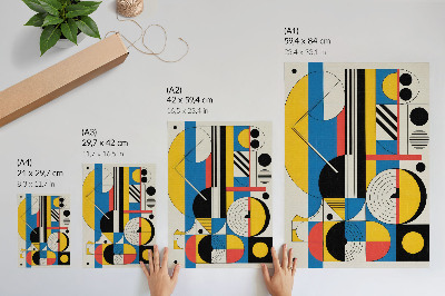 Póster con colores saturados Patrones geométricos en colores contrastantes
