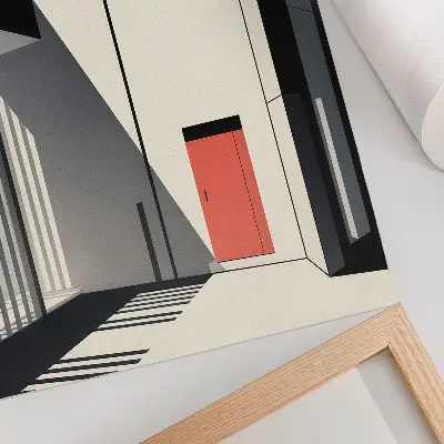 Lámina artística de arquitectura geométrica minimalista de alta calidad